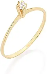 Anel solitário folheado a ouro com zircônia Rommanel (16, Zircônia)