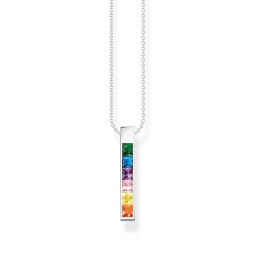 KE2113-166-7-L45V - Collana da donna con pietre colorate in argento Sterling 925 con color arcobaleno lunghezza 45 cm 45 cm Argento sterling Zirconia cubica