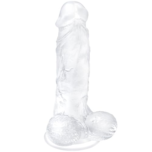 Realistic G Spot Dildo Sex Toys - UTIMI 7.3 Body-Safe Silicone Flexible Clear Dildo Adult Toys with Strong Suction Cup Realistic Balls Waterproof Small Anal Dildos for Women Men Beginners Couples
