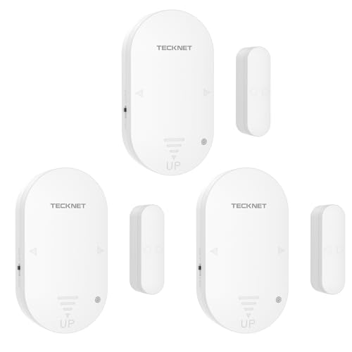 TECKNET Door Alarms for Kids Safety, Door Alarms When Opened, Two-Way Door and Window Alarm Door Alarm for Home Security, 2-in-1 Alarm & Chime, 3-Level Volume Control, Door Sensor Alarm (3 Pack)