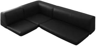 ニトリ(NITORI) ポケット付きロータイプコーナーソファ3点セット 合成皮革 BK 5620186