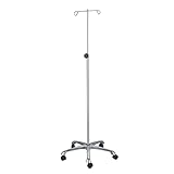 MediChoice IV Pole, Rolling, 4 Hook - 5 Leg, Chrome Plated, 45 lbs Load Capacity, 1314IVCR1012 (1 Each)
