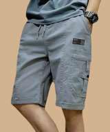 Image of Men's Cotton Twill Cargo Shorts, Regular Fit, Drawstring Waist, Mid Rise, Casual Style, 4 Pockets
