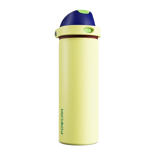 POWCAN 24 oz Insulated Stainless Steel Water Bottle: 2-in-1 Push-Button Spout & Quick-Flip Straw, Leakproof, Cold 24Hrs, Lockable, Fits Car Cup Holder, Ideal for Travel, Sports, Gift (Infinity Beam)