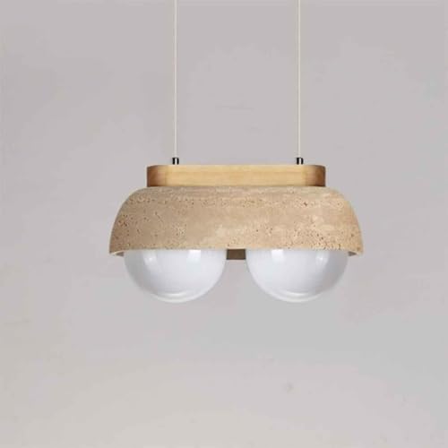 Lampe suspendue cuisine et îlot central au style crème scandinave