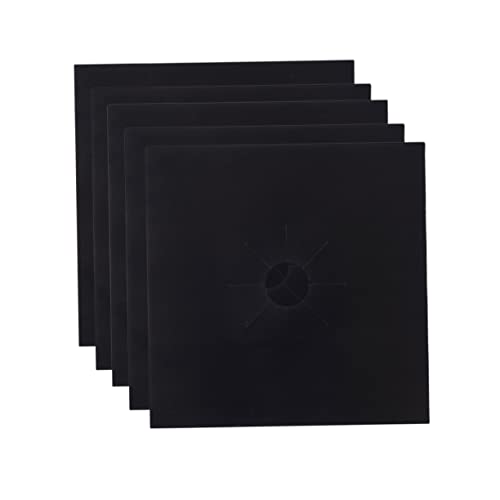 Sosoport 5 piezas de Quemadores de Gas Reutilizable Almohadillas Antiadherentes para Cocina Cubiertas para Hornilla Negro Resistente y Fácil Limpieza
