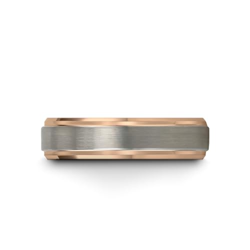 Tungsten Wedding Band Ring 6mm Men Women Comfort Fit 18k Yellow Rose Gold Grey Black Step Bevel Edge Brushed Polished3