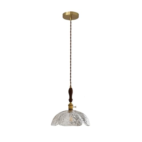 Lampe suspension laiton et noyer noir design pétale luxueux