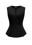 PRETTYGARDEN Women's 2026 Summer Vest Tops Business Casual Going Out Outfits Sleeveless Zip Up Dressy Tank Top Suit Waistcoat (Black,X-Large)