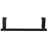 Door Back Towel Rack No Drill Stick On Holder for Kitchen Cabinet and Cleaning Tool Storage (Black,9.06×2.36in)