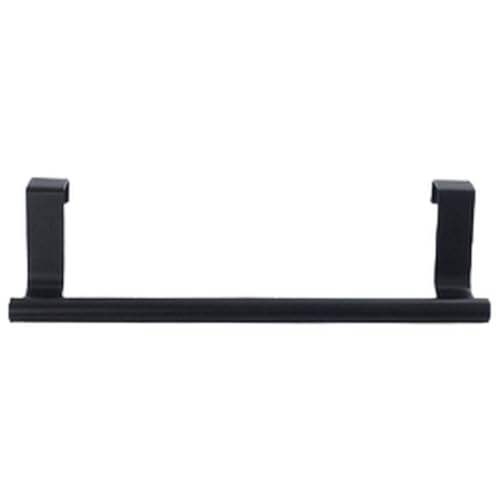 Door Back Towel Rack No Drill Stick On Holder for Kitchen Cabinet and Cleaning Tool Storage (Black,9.06×2.36in)