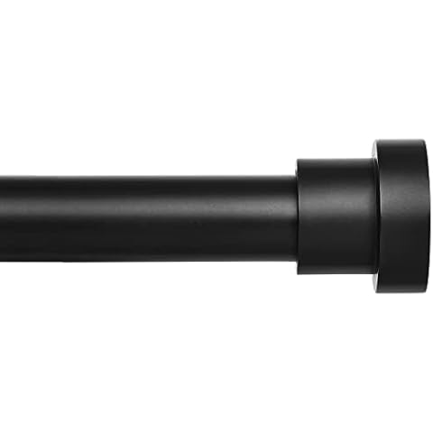 Briofox Black Curtain Rods for Windows 28 To 48 Inch-1 Inch Heavy Duty Adjustable Curtain Rod With Modern Decortive End Cap Finials WIth Brackets【NOT TENSION ROD】 Cover