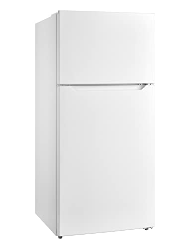 Image of Midea MRT14D2BWW Refrigerator, 14.2 Cu.ft Top Mount Refrigerator Freezer-2 Door Fridge, Adjustable Electrical Thermostat Control, Reversible Door, Humidity-controlled, Frost-Free, ADA, White