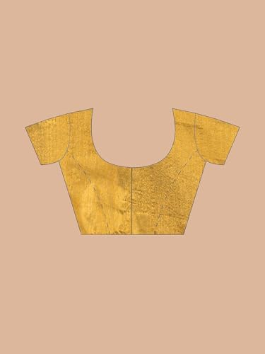 Image of Women's Tissue Cotton Saree | Plain Lightweight Tassel Pallu Saree with Blouse