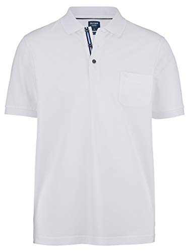 OLYMP Herren Polo Shirt Kurzarm Casual Polo,Einfarbig,modern fit,Weiß 00,XXL