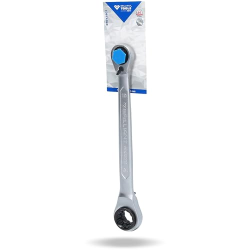 BRILLIANT TOOLS Clé Polygonale Contre Coudée à Cliquet BT013901 - à Double Anneau 4 en 1-10 x 13 mm et 17 x 19 mm - Acier au Chrome Vanadium avec Surface...