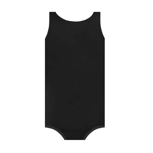 Landofgenie Männer ärmellos Vest Bodysuit Einteiliger Pyjama Baumwoll-Onesie Strampler für Erwachsene Schwarz L