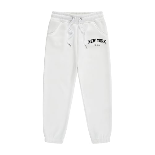 Graphic Sweatpants for Girls Letter Print New York Baggy Jogger Pants Elastic High Waist Lounge Athletic Pants 2-13Y2