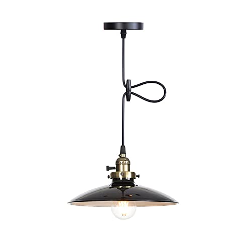 Lámpara colgante retro E27 de hierro forjado negro para techo de dormitorio