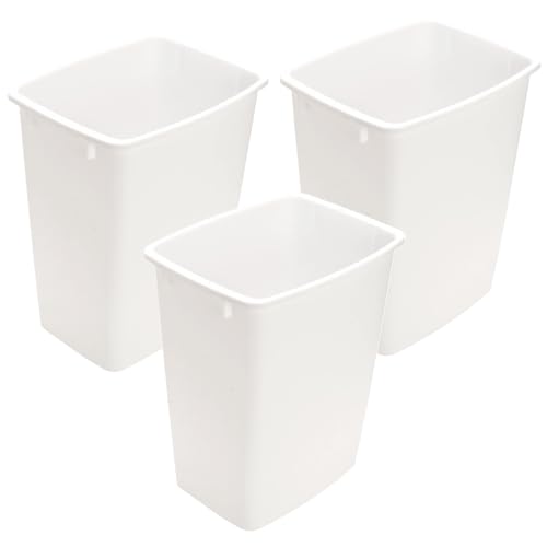 Image of Plastic Trash Can - Indoor Garbage Bin for Kitchen, Home, Office and Commercial Use - Large Waste Disposal Tub, Plastic Waste Container- 12-Gallon (50 Quart - 3 Pack, White)