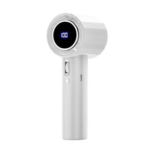 Ventilador turbo de mano, ventilador recargable sin aspas, enfriador de pantalla digital de 6.54 pulgadas con 100 modos de viento, control silencioso de perilla para camping, pesca, viajes, picnic