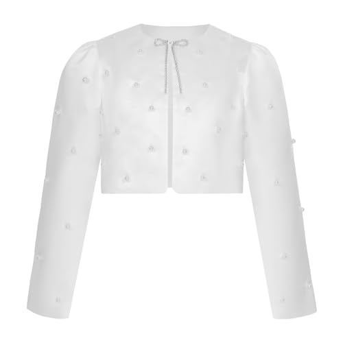 Kids Flower Girls Long Sleeve Sparkly Bolero Cardigan Shrug Dress Cover Up for Wedding Party