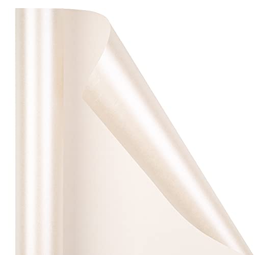Image of RUSPEPA Off White Matte Wrapping Paper - Mini Roll - Solid Color Pearly Lustre Paper Perfect for Wedding, Birthday, Christmas, Baby Shower - 17 Inches X 16.5 Feet