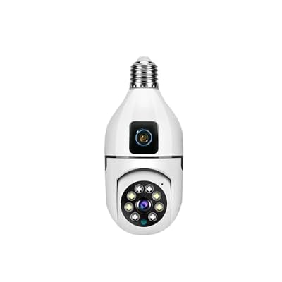 BXGBWKZHRQF 8MP E27 Bulb WiFi Security Cam Dual Lens AI Human Tracking Two-Way Audio Dual Screen Voice Alarm(8MP Cam Only)