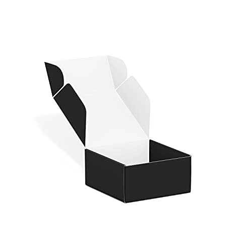 Image of 50 Pack 4 inchx4 inchx2 inch Shipping Boxes, Corrugated Cardboard Small Box Mailer, Shipping Boxes for Small Business for Gift Packing- TONESPAC (4 inchx4 inchx2 inch, Black)