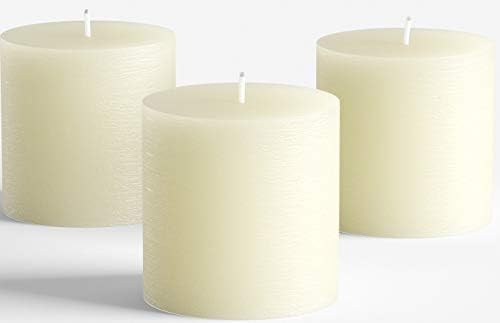 Set of 3 Pillar Candles 3" x 3" Unscented Handpoured Weddings, Home Decoration, Restaurants, Spa, Church Smokeless Cotton Wick - Pink