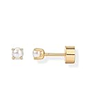 PAVOI 14K Yellow Gold Plated Sterling Silver Posts Mini Stud Flat Back Earrings for Women | Helix Cartilage Piercing Jewelry | Dainty Freshwater Pearl Stud Earring Pair
