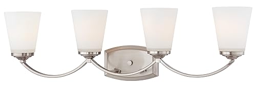 Image of Minka Lavery 6964-84 Overland Park Vanity Bath Light, 4-Light, 400 Total Watts, 30.5-in H x 9-in W, Brushed Nickel