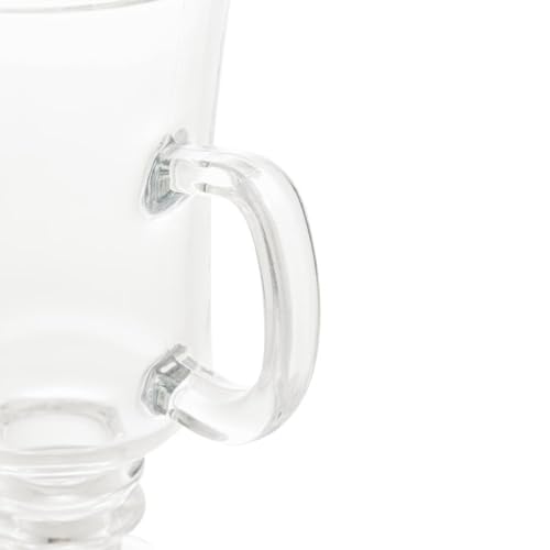 Lyor, 6614, Conjunto 6 Taças para Cappuccino com Alça e Pé de Vidro, Transparente, 250ml