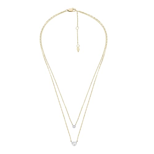 Image of Fossil Women's Gold-Tone Stainless Steel Pendant Chain Necklace for Women