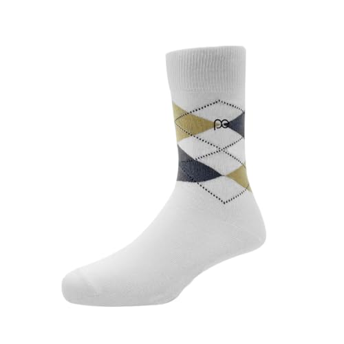 Peter England Men's Full Length Cotton Socks (Pack Of 3) (PXT4014E_Black, White, Grey And Black)