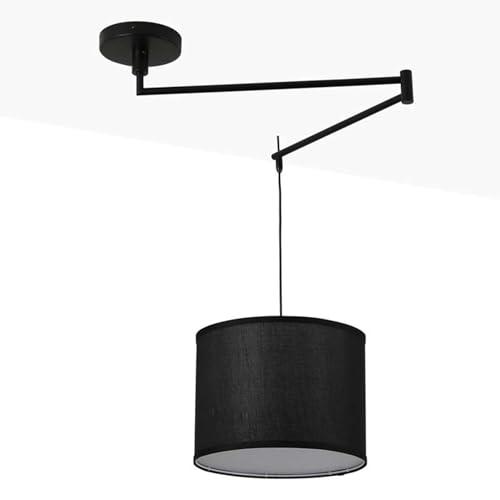 Lámpara Colgante de Techo NECK con Brazo Articulado. Pantalla Tela y Base Giratoria....