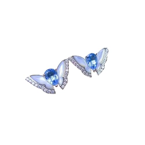Boucles d'oreilles topaze bleue cadeau idéal pour maman et fille en argent