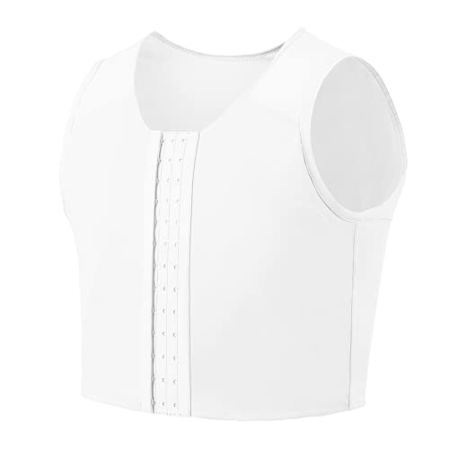 Idtswch Bandeau de poitrine pour soutien-gorge de compression Transgender FTM Binder Trans Tomboy, Blanc., XL Cover