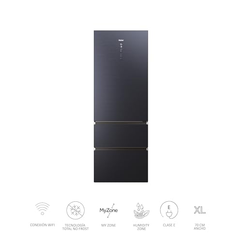 Miniatura 2 de Haier 3d 70 Series 7 Htw7720enmb - Frigorífico Combi, Cajones Direct Access, Conexión Wifi, Motor Inverter, Cajón Humidity Zone, Total No Frost, 483 L, Clase E, Negro, Ancho: 70 Cm, Alto: 200 Cm