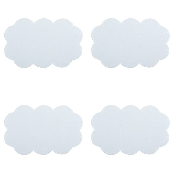 MSV Non-Slip Clouds Mats, White, Set of 4 - Image 3
