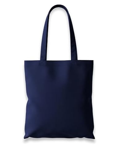 Wonky Line Bolsa de Tela 100% Algodón 38x42cm con Asas Largas 70cm | Tote Bag Reutilizable y Lavable para Compras, Universidad, Trabajo y Uso Diario | 13 Colores - Azul Marino | Ya disponible en tu tienda friki favorita! En mundofriki.es!