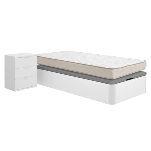 DEKIT - Pack Ahorro Juvenil Canapé Round con mesita y con 1 Colchón viscoelástico Nova 90x190cm