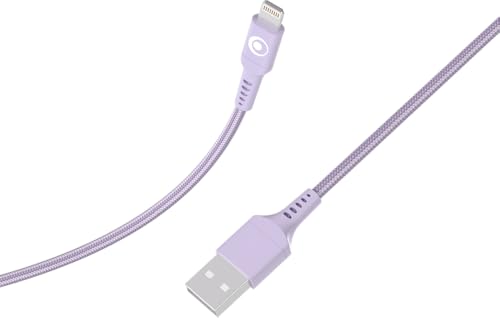 Câble Lightning rapide 12W Bigben violet 1.2m, cordon robuste USB A pour iPhone