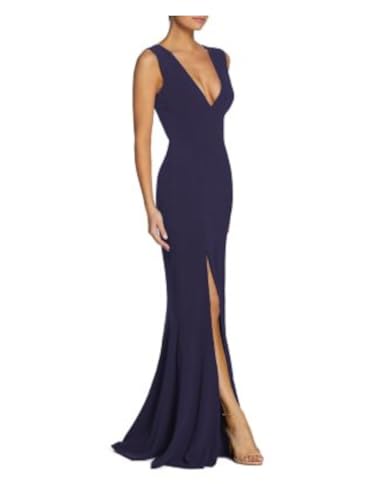 Image of Dress the Population Womens Sandra V-Neck Sleeveless Evening Dress Blue XXS