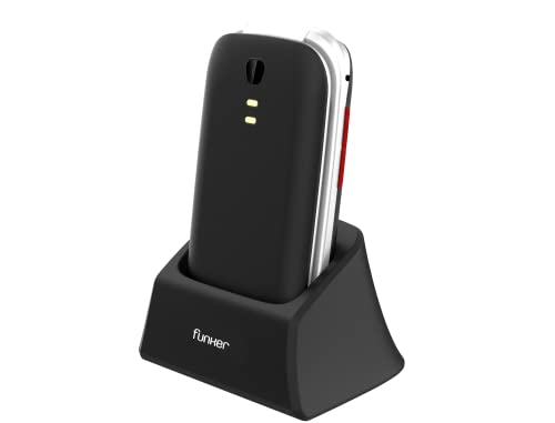 Funker E200 MAX Audio 2,Teléfono para Mayores,Audio Amplificado y Compatible con Audífonos,Pantalla XXL Letras Grandes,Teclado parlante,Botón SOS,Memorias directas y Fácil Uso,Batería 1000 mAH, Negro