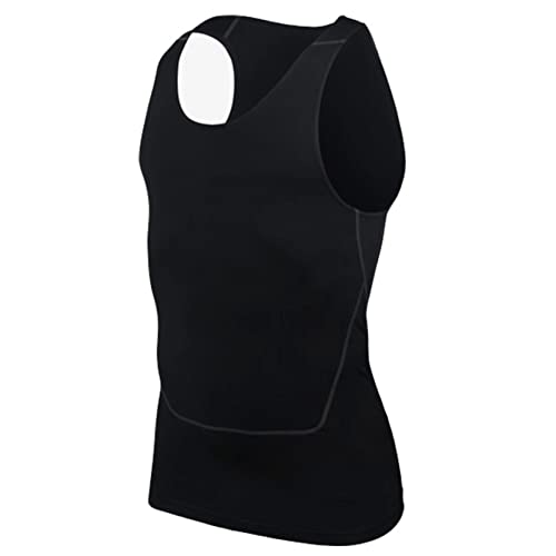 Haitryli Men Solid Color Athletic Rash Guard Shirt Tank Top Swimsuit Muscle Tees Vest For Training Black Medium #TOP5