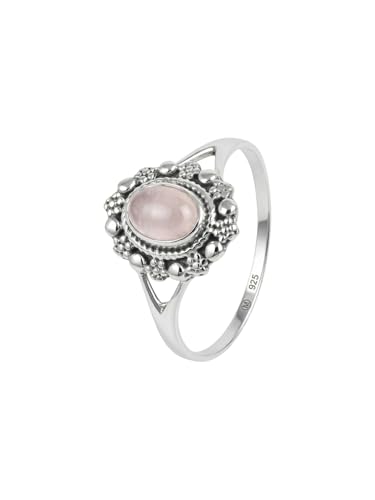 mantraroma Bague femme en argent 925 quartz rose pierre précieuse rose discrètement ludique