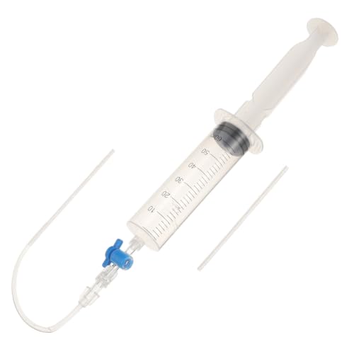 Operitacx Jeringuilla de Plástico para Inyección Rápida de Sellador sin Ensuciar con Manguera y Válvula, Capacidad 60ml para Neumáticos de Bicicleta y Automóvil en Mantenimiento