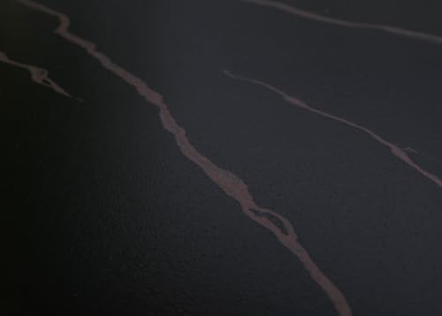 Mendler Couchtisch HWC-L88, Wohnzimmertisch Tisch, Ablage Eisen 43x120x60cm Sinterstein Marmor-Optik schwarz Holz Dunkelbraun – Bild 6