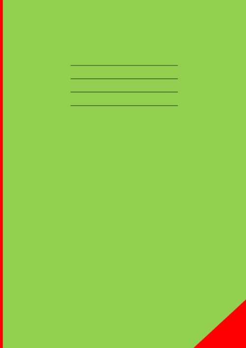 Half Plain Half Ruled 12mm A4: 100 Page School Exercise Project Book, 1/2 Lined 1/2 Blank, Top Plain Bottom 12 mm Wide Line Ruled Notebook, Write and Draw ... for Children/Kids - 90 gsm Paper, Green cover